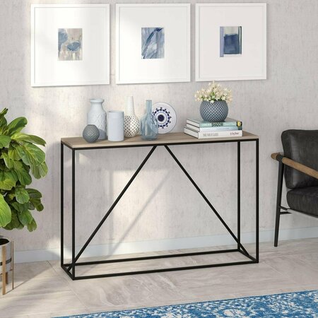 HUDSON & CANAL 45 in. Nia Rectangular Console Table, Blackened Bronze & Antiqued Grey Oak AT1525